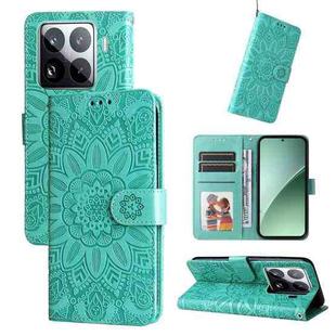 For Xiaomi 15 Pro Embossed Sunflower Leather Phone Case(Green)