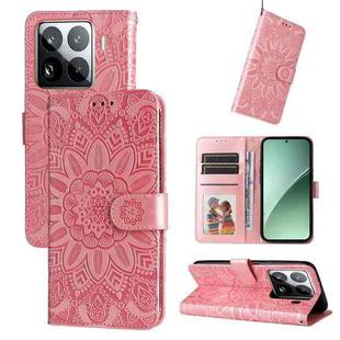 For Xiaomi 15 Pro Embossed Sunflower Leather Phone Case(Pink)