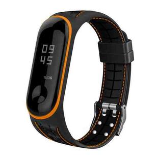 For Xiaomi Mi Band 4 / 3 Silicone Two-color Thread Watch Band, Style:Single Bead Texture(Orange)