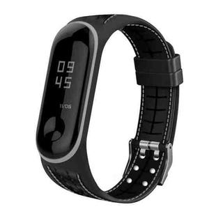For Xiaomi Mi Band 4 / 3 Silicone Two-color Thread Watch Band, Style:Single Bead Texture(Grey)