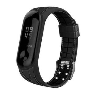 For Xiaomi Mi Band 4 / 3 Silicone Two-color Thread Watch Band, Style:Bamboo Joint Texture(Black)