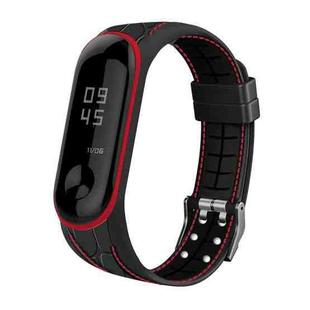 For Xiaomi Mi Band 4 / 3 Silicone Two-color Thread Watch Band, Style:Bamboo Joint Texture(Red)