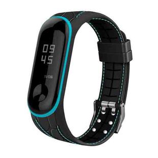 For Xiaomi Mi Band 4 / 3 Silicone Two-color Thread Watch Band, Style:Bamboo Joint Texture(Blue)