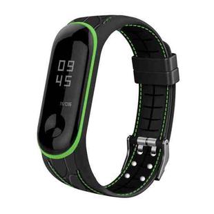 For Xiaomi Mi Band 4 / 3 Silicone Two-color Thread Watch Band, Style:Bamboo Joint Texture(Green)