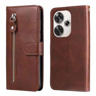 For Xiaomi Poco F6 Fashion Calf Texture Zipper Leather Phone Case(Brown)
