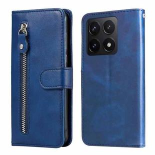 For Xiaomi 14T Fashion Calf Texture Zipper Leather Phone Case(Blue)