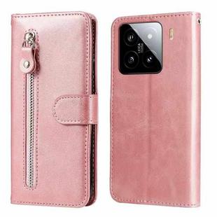 For Xiaomi 15 Fashion Calf Texture Zipper Leather Phone Case(Rose Gold)