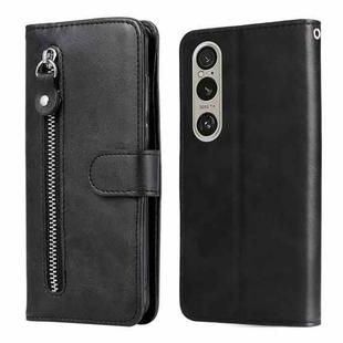 For Sony Xperia 1 VI Fashion Calf Texture Zipper Leather Phone Case(Black)