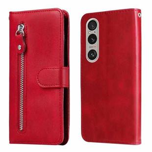 For Sony Xperia 1 VI Fashion Calf Texture Zipper Leather Phone Case(Red)