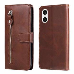 For Sony Xperia 10 VI Fashion Calf Texture Zipper Leather Phone Case(Brown)