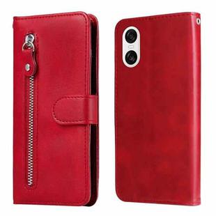 For Sony Xperia 10 VI Fashion Calf Texture Zipper Leather Phone Case(Red)