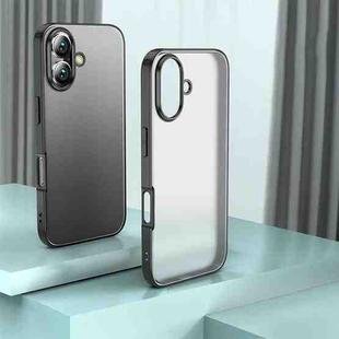 For iPhone 16 Armor Clear TPU Hard PC Phone Case(Matte Black)