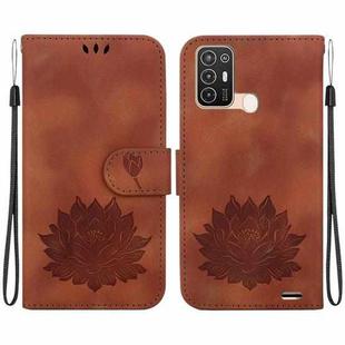 For ZTE Blade A52 Lotus Embossed Leather Phone Case(Brown)