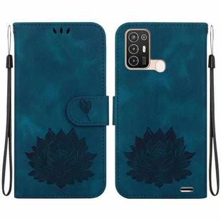 For ZTE Blade A52 Lotus Embossed Leather Phone Case(Dark Blue)