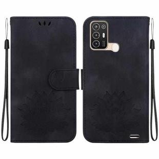 For ZTE Blade A52 Lotus Embossed Leather Phone Case(Black)