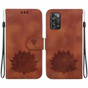 For ZTE Blade A72 / V40 Vita Lotus Embossed Leather Phone Case(Brown)