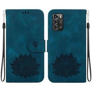 For ZTE Blade A72 / V40 Vita Lotus Embossed Leather Phone Case(Dark Blue)