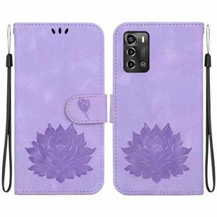 For ZTE Blade A72 / V40 Vita Lotus Embossed Leather Phone Case(Purple)