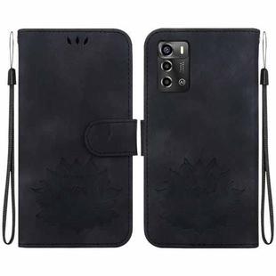 For ZTE Blade A72 / V40 Vita Lotus Embossed Leather Phone Case(Black)