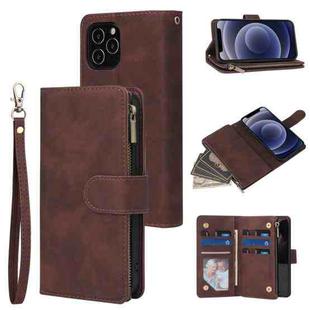 For iPhone 12 mini Multifunctional Retro Frosted Horizontal Flip Leather Case with Card Slot & Holder & Zipper Wallet & Photo Frame & Lanyard(Coffee)