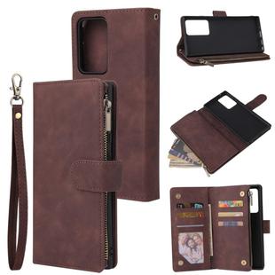 For Samsung Galaxy Note20 Multifunctional Retro Frosted Horizontal Flip Leather Case with Card Slot & Holder & Zipper Wallet & Photo Frame & Lanyard(Coffee)