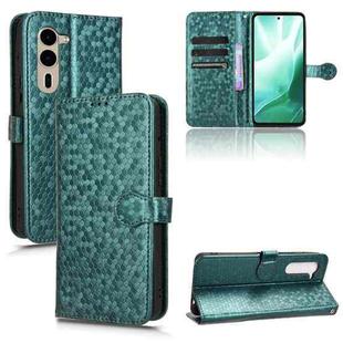 For Fujitsu Arrows F-51E We2 Plus Honeycomb Dot Texture Leather Phone Case(Green)