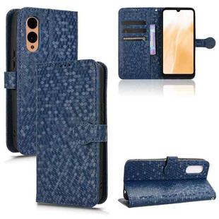 For Fujitsu Arrows F-51E We2 Honeycomb Dot Texture Leather Phone Case(Blue)