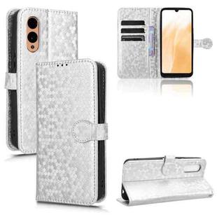 For Fujitsu Arrows F-51E We2 Honeycomb Dot Texture Leather Phone Case(Silver)