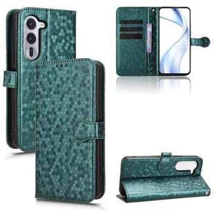 For Fujitsu Arrows Alpha F-51F Honeycomb Dot Texture Leather Phone Case(Green)