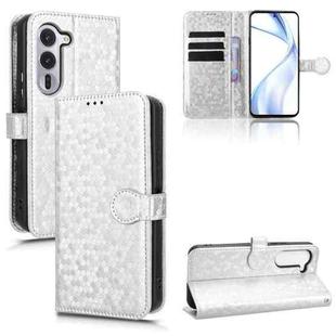 For Fujitsu Arrows Alpha F-51F Honeycomb Dot Texture Leather Phone Case(Silver)