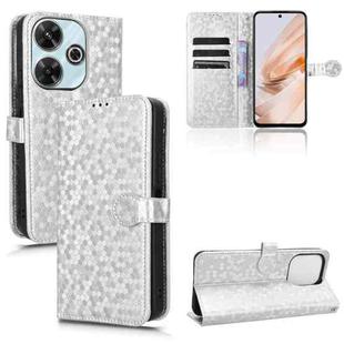 For Xiaomi Redmi 13 4G / Note 13R 5G Honeycomb Dot Texture Leather Phone Case(Silver)
