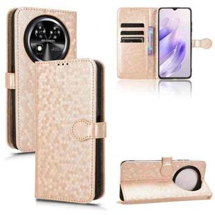 For Oukitel C37 Honeycomb Dot Texture Leather Phone Case(Gold)