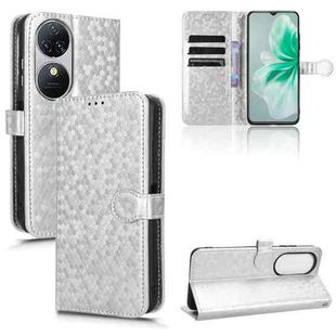 For Oukitel C38 Honeycomb Dot Texture Leather Phone Case(Silver)