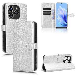 For Oukitel C50 Honeycomb Dot Texture Leather Phone Case(Silver)