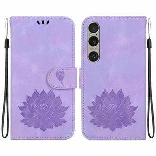 For Sony Xperia 1 VI Lotus Embossed Leather Phone Case(Purple)