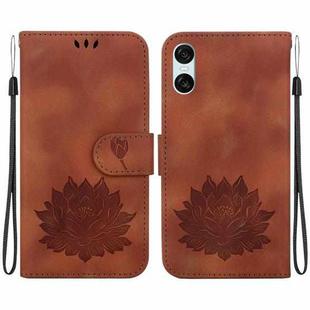 For Sony Xperia 5 VI Lotus Embossed Leather Phone Case(Brown)