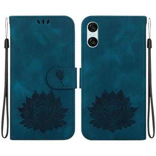 For Sony Xperia 5 VI Lotus Embossed Leather Phone Case(Dark Blue)