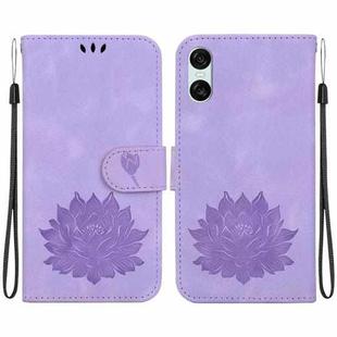 For Sony Xperia 5 VI Lotus Embossed Leather Phone Case(Purple)