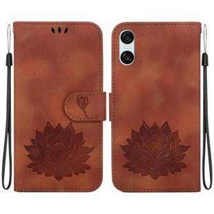 For Sony Xperia 10 VI Lotus Embossed Leather Phone Case(Brown)