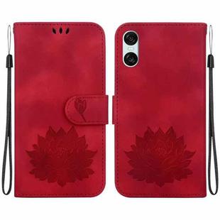For Sony Xperia 10 VI Lotus Embossed Leather Phone Case(Red)