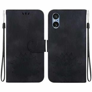 For Sony Xperia 5 V Lotus Embossed Leather Phone Case(Black)