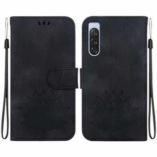 For Sony Xperia 10 V Lotus Embossed Leather Phone Case(Black)