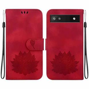 For Google Pixel 6a Lotus Embossed Leather Phone Case(Red)