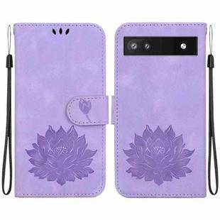 For Google Pixel 6a Lotus Embossed Leather Phone Case(Purple)