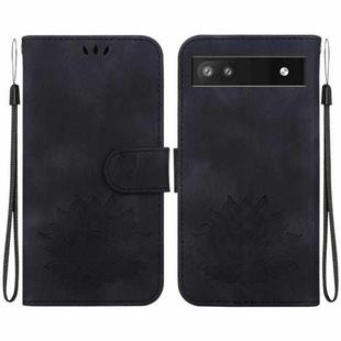 For Google Pixel 6a Lotus Embossed Leather Phone Case(Black)