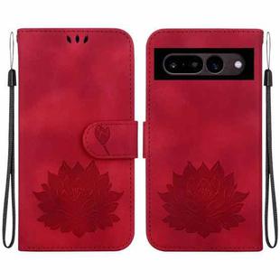 For Google Pixel 7 Lotus Embossed Leather Phone Case(Red)