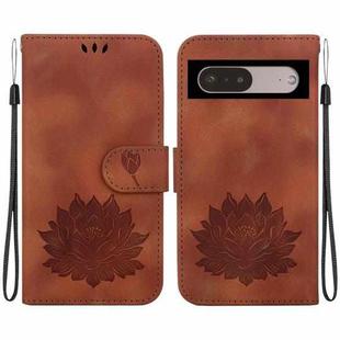 For Google Pixel 7 Pro Lotus Embossed Leather Phone Case(Brown)