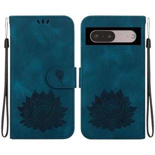 For Google Pixel 7 Pro Lotus Embossed Leather Phone Case(Dark Blue)