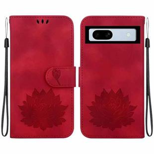 For Google Pixel 7a Lotus Embossed Leather Phone Case(Red)