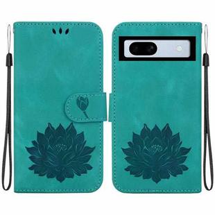 For Google Pixel 7a Lotus Embossed Leather Phone Case(Green)